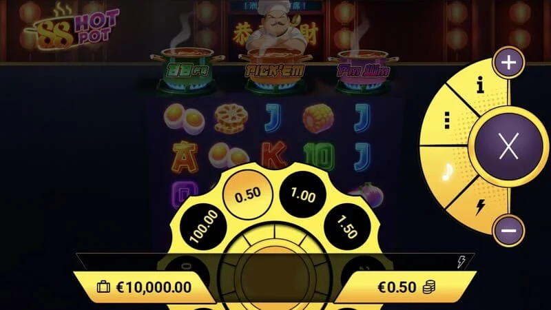 88 Hot Pot — likmes izvēle un spina interfeiss